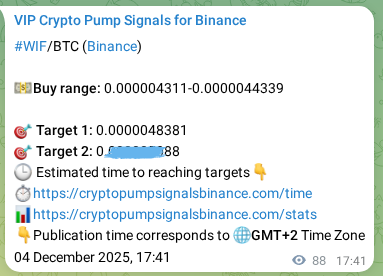WIF pump signal verification from Binance, timestamp: 04 December 2025, 20:06