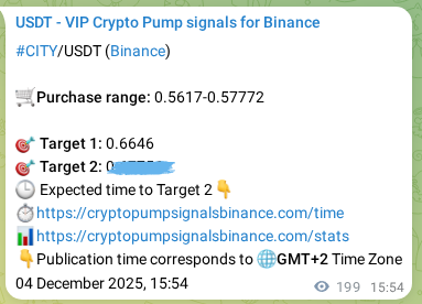 View the proof of CITY pump signal on Binance at 04 December 2025, 21:25 Proof of CITY pump signal on Binance at 04 December 2025, 21:25