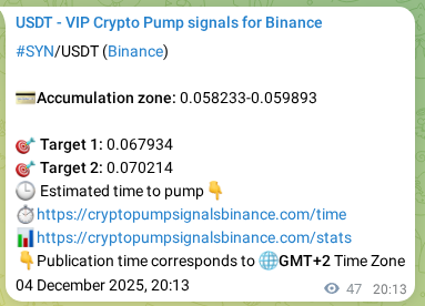 Authenticated proof of SYN's pump signal on Binance at 04 December 2025, 21:31 Authenticated proof of SYN's pump signal on Binance at 04 December 2025, 21:31