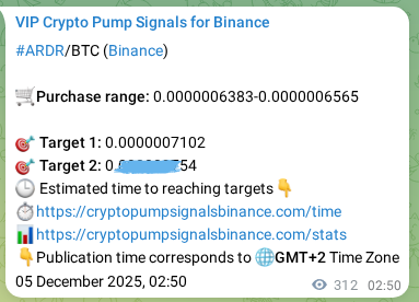 Binance trading signal proof for ARDR pump, 05 December 2025, 11:30 Binance trading signal proof for ARDR pump, 05 December 2025, 11:30