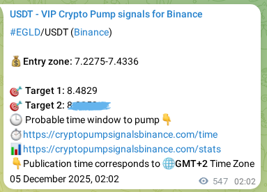 Crypto pump signal analytics for EGLD on Binance, 05 December 2025, 17:13 Crypto pump signal analytics for EGLD on Binance, 05 December 2025, 17:13