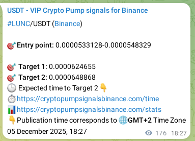 View the signal proof for LUNC pump on Binance at 05 December 2025, 22:08 Signal proof for LUNC pump on Binance at 05 December 2025, 22:08