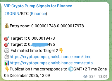 Crypto pump signal proof: Verify RONIN on Binance, 06 December 2025, 12:18 Crypto pump signal proof: RONIN on Binance, 06 December 2025, 12:18