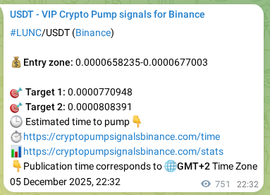 Verification image for LUNC pump signal on Binance at 06 December 2025, 19:03