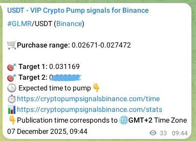 Binance pump signal proof for GLMR on 07 December 2025, 10:31