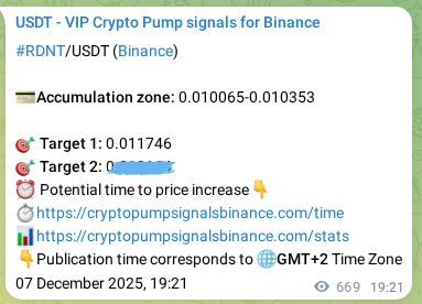 Signal verification: RDNT pump on Binance at 08 December 2025, 13:54