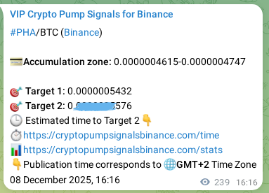 Proof of PHA pump signal on Binance at 08 December 2025, 22:54