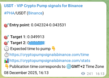 Proof of PHA pump signal on Binance at 08 December 2025, 22:55
