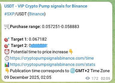Crypto pump signal proof: Verify SXP on Binance, 09 December 2025, 06:51 Crypto pump signal proof: SXP on Binance, 09 December 2025, 06:51