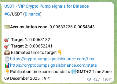 Explore the G pump signal verification from Binance, timestamp: 10 December 2025, 07:28 G pump signal verification from Binance, timestamp: 10 December 2025, 07:28