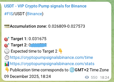 Crypto pump signal proof: Verify FIS on Binance, 10 December 2025, 09:40 Crypto pump signal proof: FIS on Binance, 10 December 2025, 09:40