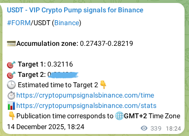 Proof of FORM pump signal on Binance at 15 December 2025, 03:49