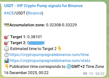 Binance exchange signal proof for ACE, 16 December 2025, 00:22