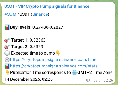 Binance pump signal proof for SOMI on 16 December 2025, 04:23