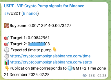 Proof of F pump signal on Binance at 21 December 2025, 06:18