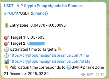 Binance pump signal proof for POLYX on 22 December 2025, 03:24