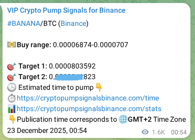 Proof of BANANA pump signal on Binance at 24 December 2025, 22:36