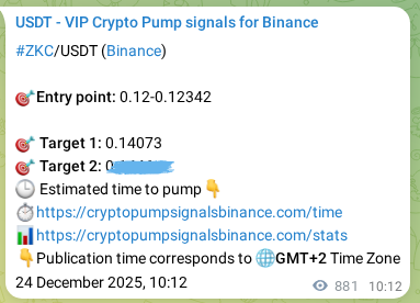 Real-time proof of ZKC pump signal on Binance, 25 December 2025, 10:18