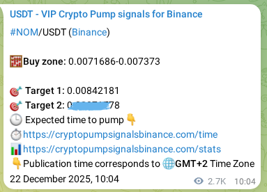 Authenticated NOM pump signal on Binance, 25 December 2025, 14:03