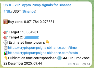Market signal proof: NIL pump from Binance, 26 December 2025, 23:25