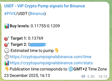 Binance exchange signal proof for PIVX, 27 December 2025, 17:24