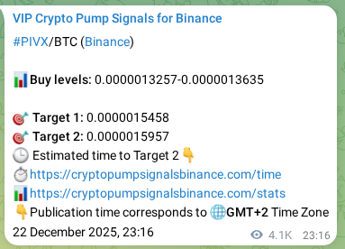 Signal verification: PIVX pump on Binance at 27 December 2025, 17:25