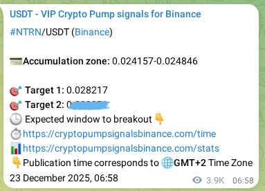 Verification image for NTRN pump signal on Binance at 27 December 2025, 20:26