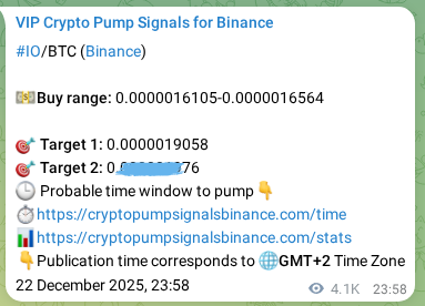 Binance pump signal data for IO at 27 December 2025, 23:30