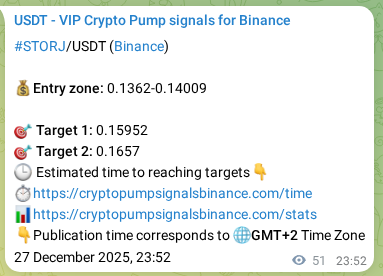 View the proof of STORJ pump signal on Binance at 28 December 2025, 00:56 Proof of STORJ pump signal on Binance at 28 December 2025, 00:56