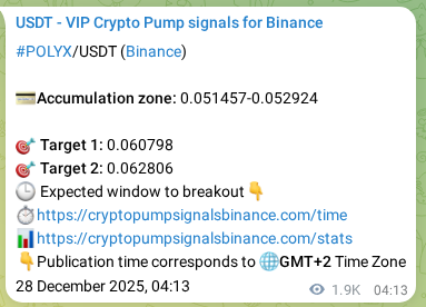 Crypto pump signal proof: POLYX on Binance, 30 December 2025, 07:43