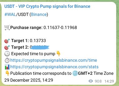 Binance pump signal data for WAL at 30 December 2025, 15:41