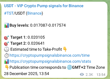Binance pump signal proof for TST on 31 December 2025, 05:17
