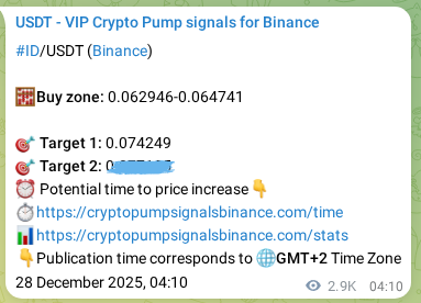 Signal verification: ID pump on Binance at 31 December 2025, 12:56