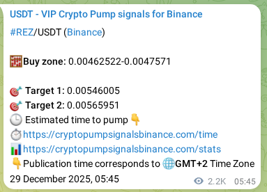 Binance exchange signal proof for REZ, 31 December 2025, 20:02
