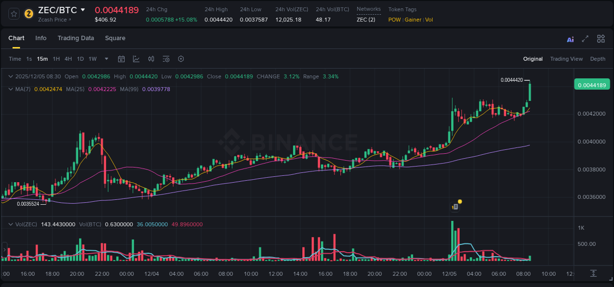 Detailed insights into ZEC's pump on Binance at 05 December 2025, 08:37 Detailed report of ZEC's pump on Binance at 05 December 2025, 08:37