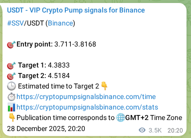 Binance exchange signal proof for SSV, 01 January 2026, 21:47