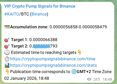 Proof of KAITO pump signal on Binance at 03 January 2026, 02:42