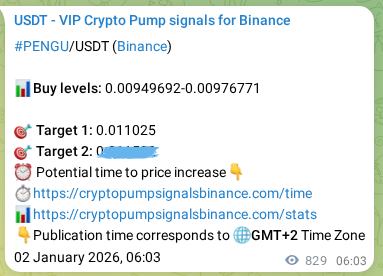 Signal verification: PENGU pump on Binance at 03 January 2026, 05:03