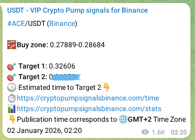 See the authenticated proof of ACE's pump signal on Binance, 03 January 2026, 23:51 Authenticated proof of ACE's pump signal on Binance, 03 January 2026, 23:51