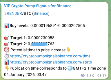 Binance pump signal proof for RENDER on 05 January 2026, 15:01