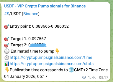 Authenticated proof of S's pump signal on Binance at 06 January 2026, 03:28 Authenticated proof of S's pump signal on Binance at 06 January 2026, 03:28