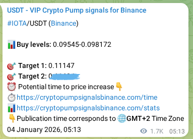 Binance trading signal proof for IOTA pump, 06 January 2026, 04:10 Binance trading signal proof for IOTA pump, 06 January 2026, 04:10