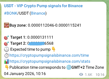 Trading signal proof: BONK pump from Binance, 06 January 2026, 05:36 Trading signal proof: BONK pump from Binance, 06 January 2026, 05:36