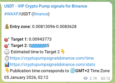 Signal verification: Confirm WAXP pump on Binance at 08 January 2026, 04:32 Signal verification: WAXP pump on Binance at 08 January 2026, 04:32