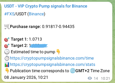 Crypto trading signal proof: FXS pump on Binance, 08 January 2026, 10:27 Crypto trading signal proof: FXS pump on Binance, 08 January 2026, 10:27