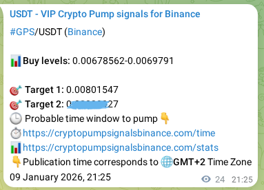 Authenticated GPS pump signal on Binance, 09 January 2026, 21:50