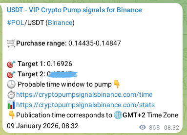 POL pump signal verification from Binance, timestamp: 10 January 2026, 08:37