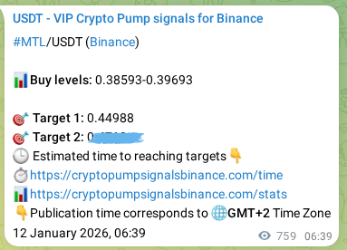 MTL pump signal verification from Binance, timestamp: 13 January 2026, 03:43