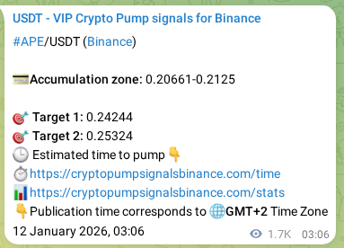 Authenticated proof of APE's pump signal on Binance at 14 January 2026, 01:07 Authenticated proof of APE's pump signal on Binance at 14 January 2026, 01:07