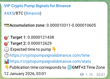 AXS pump signal verification from Binance, timestamp: 14 January 2026, 02:19